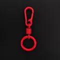 Leuchtend roter Metall-Schlüsselanhänger mit Karabinerhaken, starkem Ring und Sprungfeder. - Federring und Karabiner / Rot