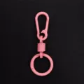 Variante portachiavi in lega colore macaron rosa con gancio a scatto e anello tondo. - Anello a molla e moschettone / Rosa
