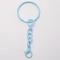Componente per portachiavi in metallo azzurro con anello, catena a quattro maglie e moschettone. - Blu Chiaro