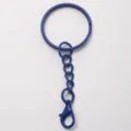 Anello portachiavi in metallo blu con moschettone e catena per accessorio borsa fai da te - Blu Reale