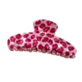 Dettaglio del fermaglio per capelli con stampa leopardata rosa, design in acetato chic. - Mollette a granchio / 10x4.5x4cm / Rosa