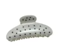 Elegante molletta per capelli bianca in stile francese con classici pois neri. - Bianco