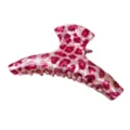 Molla per capelli leopardata rosa da donna, elegante artiglio in acetato per styling quotidiano. - Pinza per capelli a gruccia / 11x5x4.5cm / Rosa