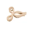 Vista dettagliata di un elegante fermaglio per capelli a fiocco color kaki minimalista. - 11x6.5x5cm / Marrone chiaro
