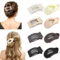 Matte earth tone hair claw clips set, flat geometric duckbill clips for styling hair securely. - Style F
