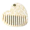 Pettine per capelli portatile in acetato a forma di cuore con specchio, tasca tascabile. - Bianco avorio