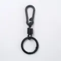 Porte-clés anneau ressort en métal noir, crochet mousqueton robuste pour sacs et bijoux. - Noir