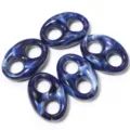 Acrylic blue marbled pig nose beads, dual-hole irregular DIY jewelry accessory links. - 22X33mm (Hole 9mm) / Emerald Blue