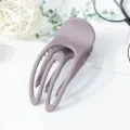 Matte grey-purple hollow hair claw clip, minimalist styling geometric shark clip for women. - Purple
