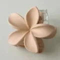 Matte nude pink plumeria flower hair claw clip, stylish floral hair accessory for women. - Nude
