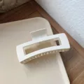 Molla per capelli rettangolare minimalista, grande artiglio opaco per acconciature eleganti. - Bianco avorio
