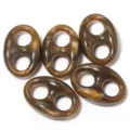 Acrylic marbled pig nose bead close up, brown tortoiseshell dual hole DIY jewelry detail view. - 22X33mm (Hole 9mm) / Dark Brown