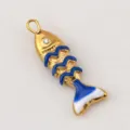Edelstahl Goldfisch Anhänger Blau Emailliert Koi Halskette DIY Schmuck Zubehör - 10X29mm / Blau