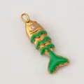 Edelstahl Grüne Emaillierte Goldfisch Anhänger DIY Halskette Schmuck Zubehör Gold - 10X29mm / Grün