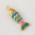Acero inoxidable colorido pescado colgante esmalte DIY collar joyería accesorio - 10X29mm / Multicolor