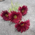 Artificial gerbera daisy flowers with 4 heads, perfect for wedding and home decoration. - Red