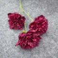 Artificial 3-head pomegranate peony flowers for wedding home decor and floral arrangements. - Red