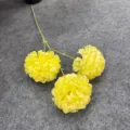 Artificial 3-head yellow chrysanthemum flower stem for wedding home decor floral arrangement. - Yellow