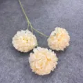 Artificial 3-head pom-pom chrysanthemum silk flower stem for wedding and home decor. - Champagne