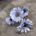 4-head artificial gerbera daisy flowers light blue fake floral for wedding home decor - Blue