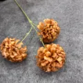 Artificial chrysanthemum flower 3 heads silk pompom flower wedding home decor detail view - Coffee