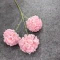 Artificial pink chrysanthemum flower branch 3 heads silk ping pong mum for wedding decor - Pink