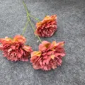 Artificial peony flower branch 3 heads fake silk floral for home wedding decor - Dusty Pink