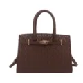 Braune Handtasche mit Steppung für Damen, elegante Umhängetasche mit goldenem Schloss. - Kaffee