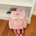 Sac à dos rose avec motif d'étoiles et bordure en dentelle mignonne pour les filles au quotidien. - Sans Pendentif (JH6014) / Rose