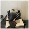 Black polka dot cosmetic bag large capacity portable handbag fashion makeup storage pouch for women - Black