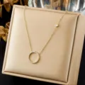 Elegant gold-plated pavé circle pendant necklace with matching delicate chain jewelry. - Luxury Circle Rhinestone Choker (N4509)