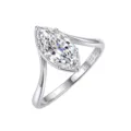Stijlvolle zilveren ring met markies moissaniet en getwist ontwerp voor vrouwen. - Maat 5 / Platina