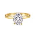 Élégante bague en argent 925 avec moissanite ovale, anneau minimaliste plaqué or étincelant - Taille 5 / Ovale (1.00ct) / Or