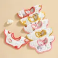 Cotton gauze baby bib, 8 layers thickened 360 degree petal shaped newborn saliva towel feed. - Small Strawberry