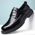 Chaussures de ville homme en cuir noir, chaussures de costume formelles respirantes pour le bureau. - 38 / Noir Ajouré