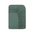 Soft cotton gauze baby crib fitted sheet detail in sage green with elasticized edge view. - 60*120cm / Bean Green