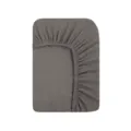 Detail view of soft breathable pure cotton gauze baby crib fitted sheet in dark grey. - 60*120cm / Khaki