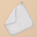 Microfiber cleaning cloth with green edge and hanging loop for home kitchen detail view. - 30*30cm / Cyan Edge