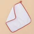 White microfiber cleaning towel detail with orange edge and hanging loop for kitchen use. - 30*30cm / Red Edge