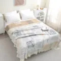Cotton gauze blanket summer air conditioning quilt vintage letter woven bed throw soft - Tassels Pictorial / 200*230cm