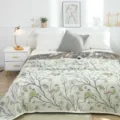 Pure cotton gauze towel blanket summer air conditioning quilt with vintage bird tree pattern. - Green / 150*200cm