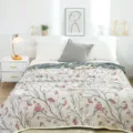 Pure cotton gauze summer air conditioning quilt with bird print soft breathable blanket for bed - Red / 150*200cm