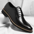 Chaussures de ville homme en cuir noir élégantes avec bout pointu pour mariage et bureau. - 38 / Noir Quatre Saisons