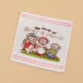 Baby pure cotton square towel soft absorbent infant face wash handkerchief for daily use - Pink Bear Family / 25*25cm