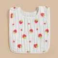 Soft cotton gauze baby bib featuring cute red strawberry print detail for daily use - Small Strawberry