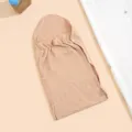 Detailed view of breathable cotton baby sleeping bag with hood and snap buttons for newborns. - Camel / 35*65cm