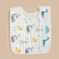Détail du bavoir pour bébé en coton doux avec un joli imprimé dinosaure et bouton pression. - Dinosaure Bleu