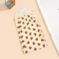 Cute brown bear print gauze baby sleeping bag detail, showing soft cotton fabric texture. - Bear Head Pattern / 35*65cm