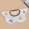 Cute cotton baby bib with adorable animal prints and snap buttons for newborns and infants. - Pet Paradise / White