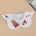 Cotton baby bib newborn toddler feeding waterproof cute bear cartoon saliva towel pink - Car Bear / White